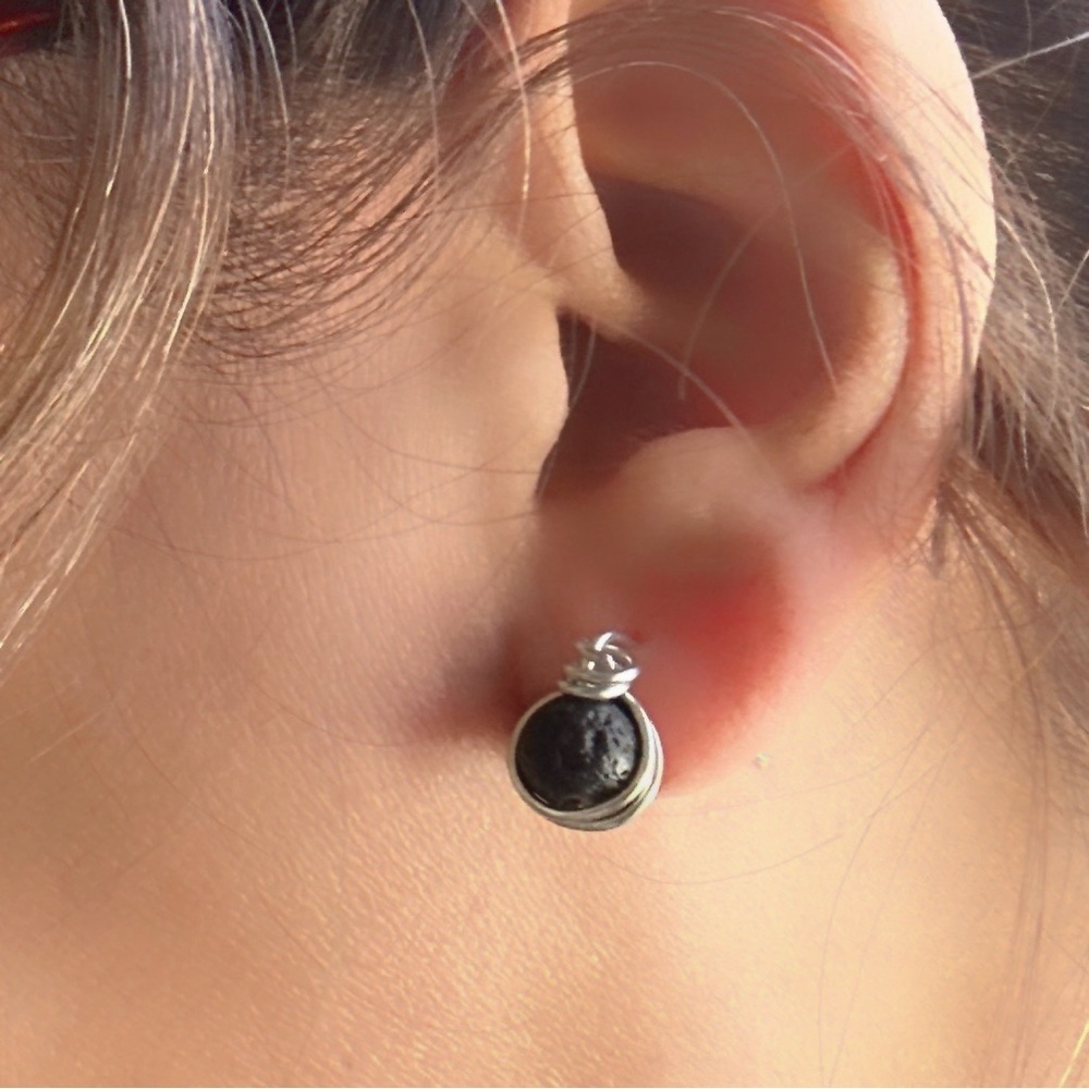 Alquimia silver and Black Swirl Earrings